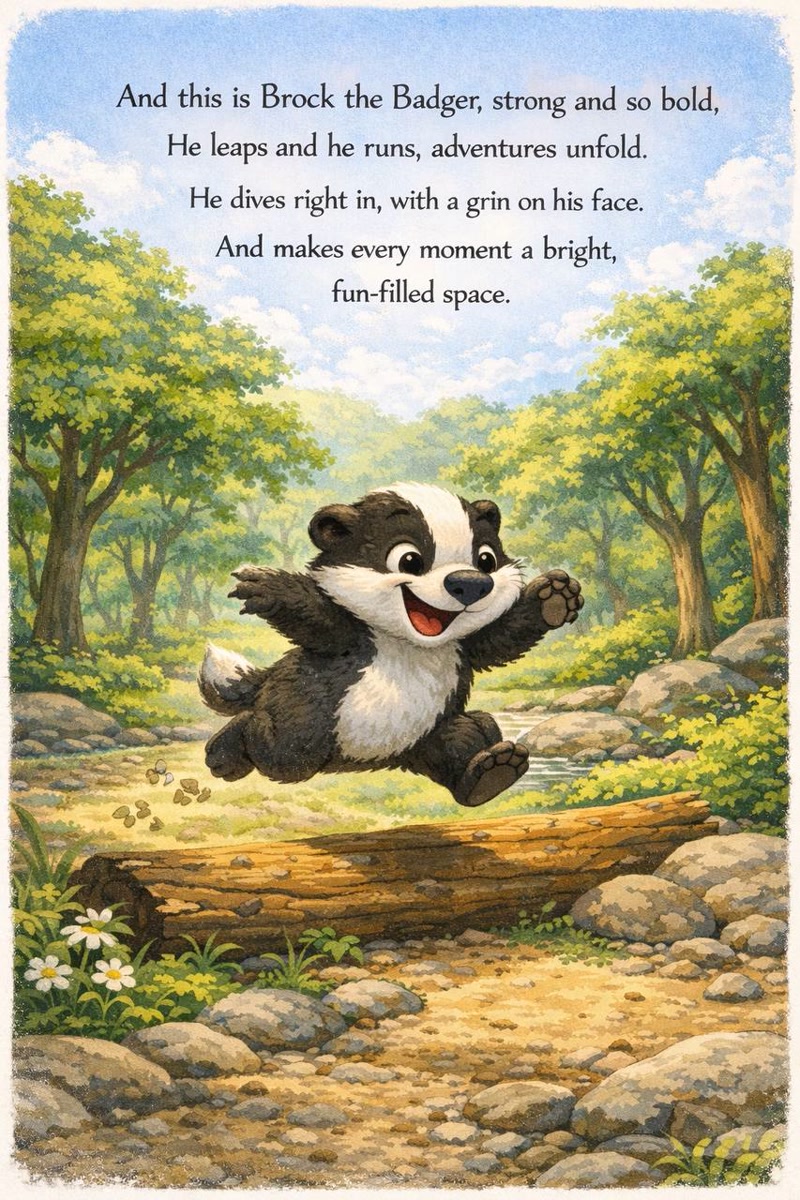Ollie the otter meets Brock the badger - Ollie and Brock book page 2