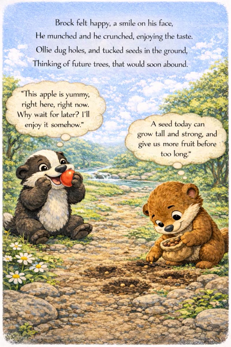 Ollie counts his saved coins - Ollie and Brock book page 6