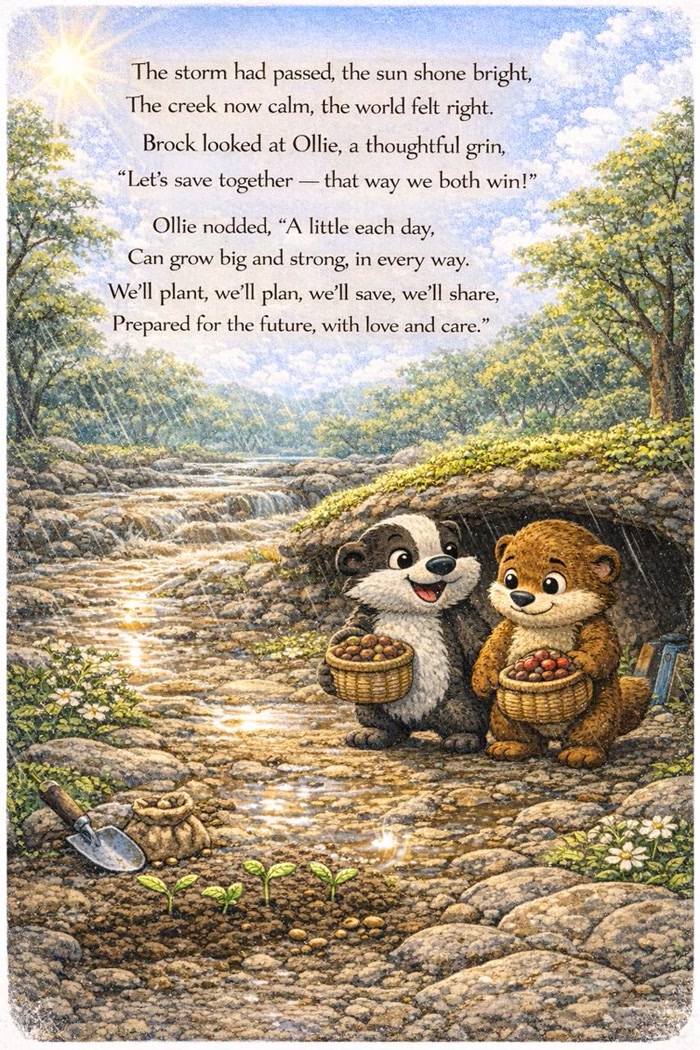 Ollie and Brock book ending - saving and spending wisely - Page 12